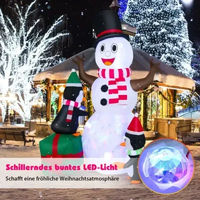 180 cm Nafukovací sněhulák s tučňáky Vánoční dekorace vnější XL