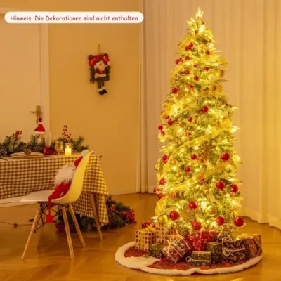 190 cm umělý vánoční stromek se světly a sněhem Umělý vánoční stromek pro domácnost Green+White