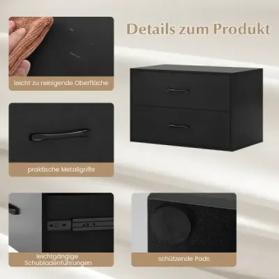 Komoda se 2 zásuvkami Stohovatelný dřevěný příborník 60 x 34 x 38 cm černá Komoda se 2 zásuvkami Stohovatelný dřevěný příborník 60 x 34 x 38 cm černá