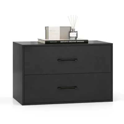 Komoda se 2 zásuvkami Stohovatelný dřevěný příborník 60 x 34 x 38 cm černá Komoda se 2 zásuvkami Stohovatelný dřevěný příborník 60 x 34 x 38 cm černá