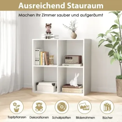 Regál se 4 přihrádkami Kostka Stojací regál Otevřený regál moderní bílý