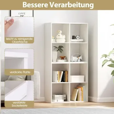 Regál se 4 přihrádkami Kostka Stojací regál Otevřený regál moderní bílý