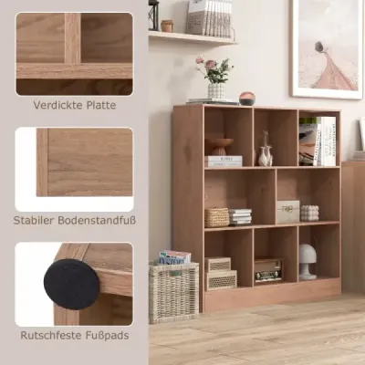 Regál s 8 přihrádkami Stojící regál se 3 úrovněmi Kostka Kancelářský regál Úložný regál 100 x 24 x 104 cm Přírodní