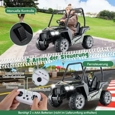 Dětské elektrické autíčko s dálkovým ovládáním 2.4G 24V elektrická vozidla UTV pro děti od 3 let zelené