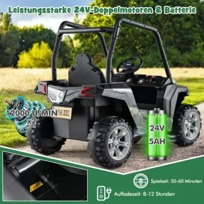 Dětské elektrické autíčko s dálkovým ovládáním 2.4G 24V elektrická vozidla UTV pro děti od 3 let zelené