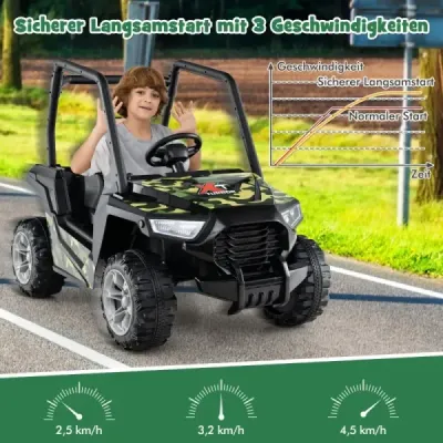 Dětské elektrické autíčko s dálkovým ovládáním 2.4G 24V elektrická vozidla UTV pro děti od 3 let zelené
