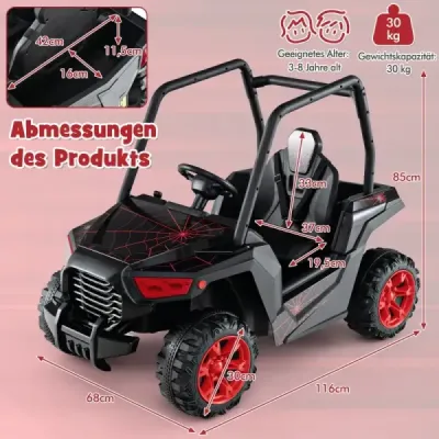 Dětské elektrické autíčko s dálkovým ovládáním 2.4G 24V elektrická vozidla UTV pro děti od 3 let černé