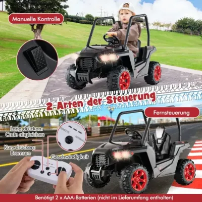 Dětské elektrické autíčko s dálkovým ovládáním 2.4G 24V elektrická vozidla UTV pro děti od 3 let černé