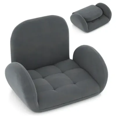 Židle na podlahu s nastavitelným opěradlem a područkami Bonden Sofa rozkládací židle na podlahu Grey