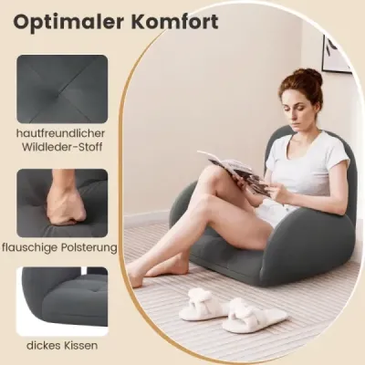 Židle na podlahu s nastavitelným opěradlem a područkami Bonden Sofa rozkládací židle na podlahu Grey