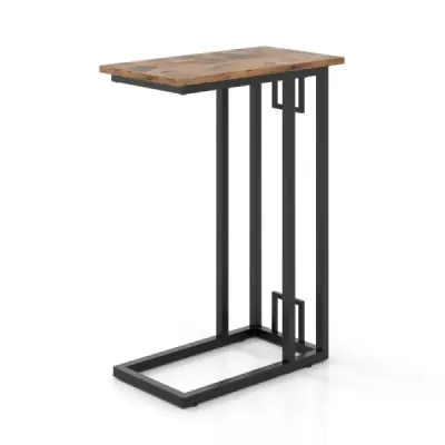 Boční stolek ve tvaru písmene C Kompaktní rozkládací stolek pro malé prostory Konferenční stolek s kovovým rámem 48 x 26 x 66 cm