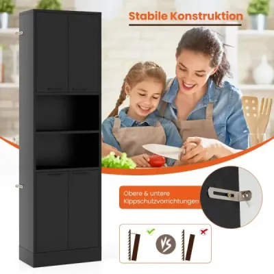 190 cm vysoká kuchyňská skříňka spíž vysoká skříňka s dvířky černá
