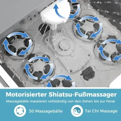 Skládací vana na nohy se sprchou 60min časovačem a 30 masážními kuličkami Shiatsu teplota 35-48 °C vyhřívání