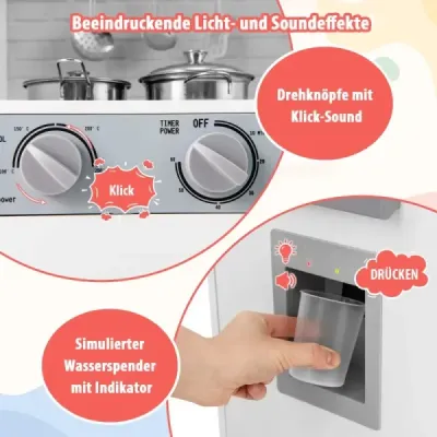 Dřevěná kuchyňka na hraní s dřezem a vodovodní baterií Kuchyně na hraní rolí pro děti od 3 let Bílá
