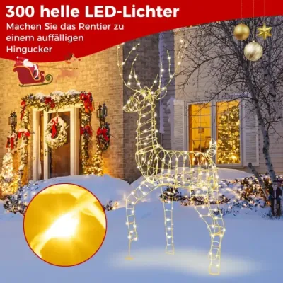 LED sob velký svítící vánoční dekorace 186 cm Vánoční postava s 300 teplými bílými světly