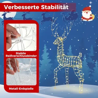 LED sob velký svítící vánoční dekorace 186 cm Vánoční postava s 300 teplými bílými světly