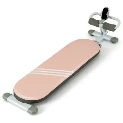 Skládací lavice se 3 nastavitelnými úhly a Držák na mobil tréninková lavice růžová