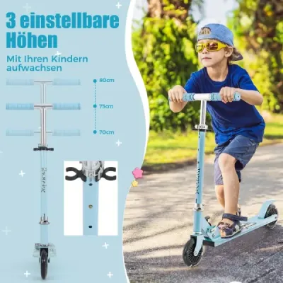 Dětská koloběžka na 2 kolech se stojanem na blikající kola a hračkou pro batolata