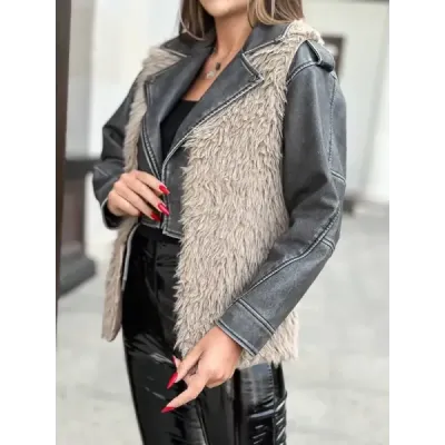 Dámská kožešinová vesta MODA1402 tmavě béžová
