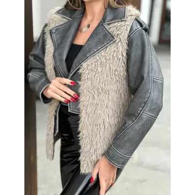 Dámská kožešinová vesta MODA1402 tmavě béžová