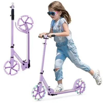 Scooter Skládací skútr Výškově nastavitelný městský skútr Nosnost 100 kg Fialová