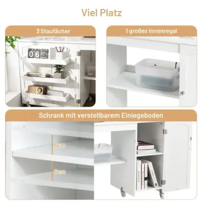 Skládací šicí stůl široká skříňka všestranný řemeslný stůl všestranný řemeslný stůl 158 x 50 x 75 cm bílá