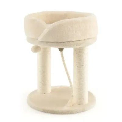 Škrábadlo pro kočky s měkkým sedadlem Sisal Tower pro kočky Béžová