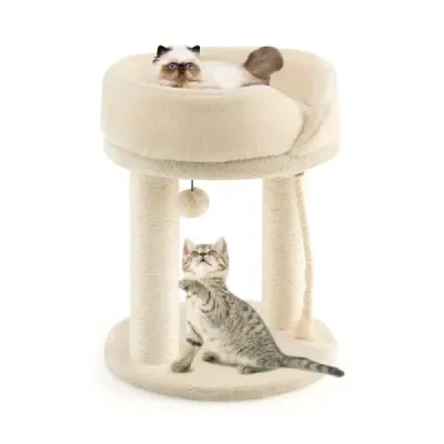 Škrábadlo pro kočky s měkkým sedadlem Sisal Tower pro kočky Béžová