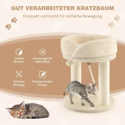 Škrábadlo pro kočky s měkkým sedadlem Sisal Tower pro kočky Béžová