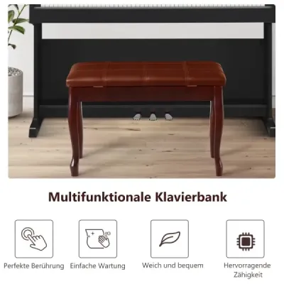Klavírní lavice s hudební přihrádkou klavírní židle z masivního dřeva 75 x 35 x 49 cm hnědá