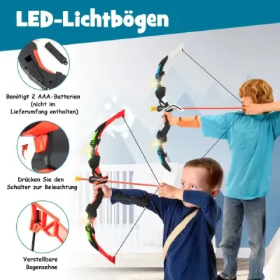 Dětských luků a šípů 2 Pack Sada hraček pro lukostřelbu s LED osvětlením
