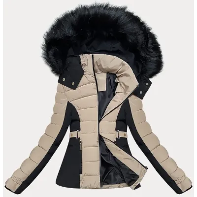 Krátká zimní dámská bunda S\'WEST MODA8308 béžová Krátká zimní dámská bunda S\'WEST MODA8308 béžová