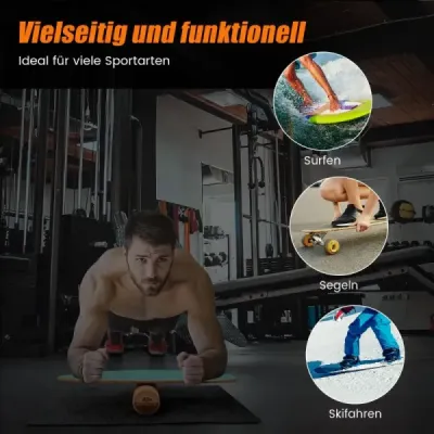 Dřevěná balanční deska s kolečkem a dekou Balanční deska 3 v 1 zelená