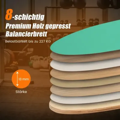 Dřevěná balanční deska s kolečkem a dekou Balanční deska 3 v 1 zelená