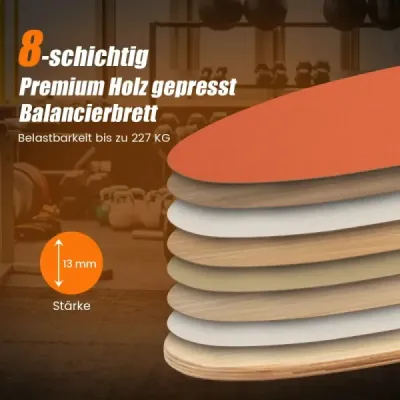 Dřevěná balanční deska s kolečkem a dekou Sada balanční desky 3 v 1 oranžová