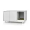 Příruční stolek 2 v 1 a skříňka pro kočky se škrábací deskou kočičí WC 90 x 50 x 50 cm konferenční stolek bílý