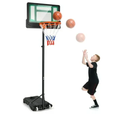 Basketbalový stojan 90/158-210 cm výškově nastavitelný basketbalový koš se stojanem odolný vůči povětrnostním vlivům vnitřní vnější zelený