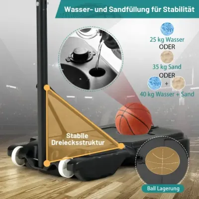 Basketbalový stojan 90/158-210 cm výškově nastavitelný basketbalový koš se stojanem odolný vůči povětrnostním vlivům vnitřní vnější zelený