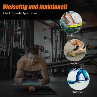 Dřevěná balanční deska s kolečkem a dekou Balanční deska 3 v 1 modrá