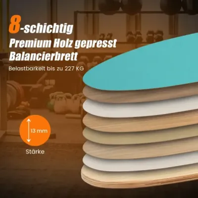 Dřevěná balanční deska s kolečkem a dekou Balanční deska 3 v 1 modrá