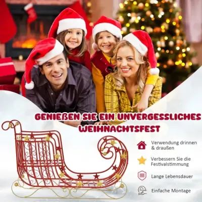 Ozdobné sáně na vánoční kovové sáně Vánoční dekorace 99 x 36 x 61 cm červená
