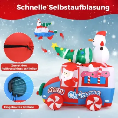 177cm nafukovací vánoční dekorace LED Santa Claus v autě vánoční dekorace se sněhulákem