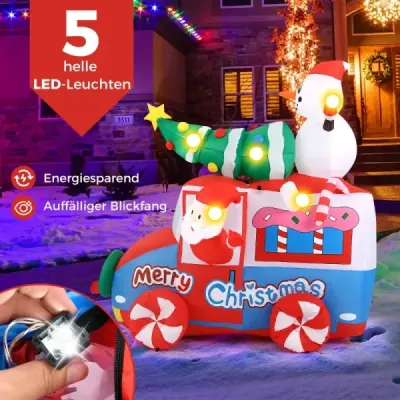 177cm nafukovací vánoční dekorace LED Santa Claus v autě vánoční dekorace se sněhulákem