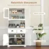 Vysoká kuchyňská skříňka se 4 dvířky a 2 zásuvkami a pracovní deskou a 2 skříňkami 80 x 40 x 170 cm bílá