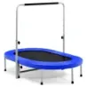 Trampolína pro 2 osoby s výškově nastavitelnou rukojetí mini trampolína 154 x 90 x 92 -132 cm modrá