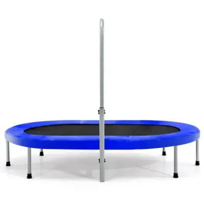 Trampolína pro 2 osoby s výškově nastavitelnou rukojetí mini trampolína 154 x 90 x 92 -132 cm modrá