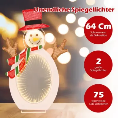 LED sněhulák se 2 tunelovými světýlky Vánoční figurka Vánoční osvětlení