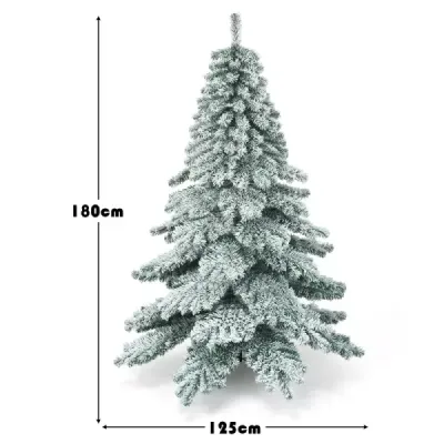 180 cm umělý vánoční stromek se sněhovými vločkami Vánoční stromek PVC hroty zelená + bílá