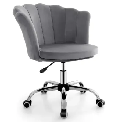 Výškově nastavitelná kancelářská židle ze sametu s kolečky a ergonomickým designem počítačové židle šedá