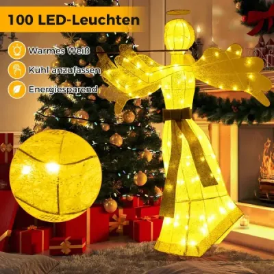 Osvětlený vánoční anděl se 100 LED světly Trojrozměrná vánoční dekorace s postavou anděla